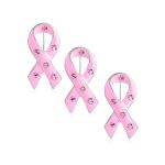 Set of 3 Crystal Ribbon Breast Cancer Survivor Brooch Pin