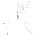 Bridal Cubic Zirconia Pave CZ Elongated Teardrop Statement Chandelier Earrings Silver Plated - Image 3