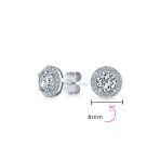 Round Solitaire Halo Purple CZ Stud Earrings.925 Sterling Silver 8MM - Image 16