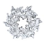 Faux White Pearl Wreath Circle Statement Brooch Pin Crystal Accent for Lapel & Scarf - Image 2