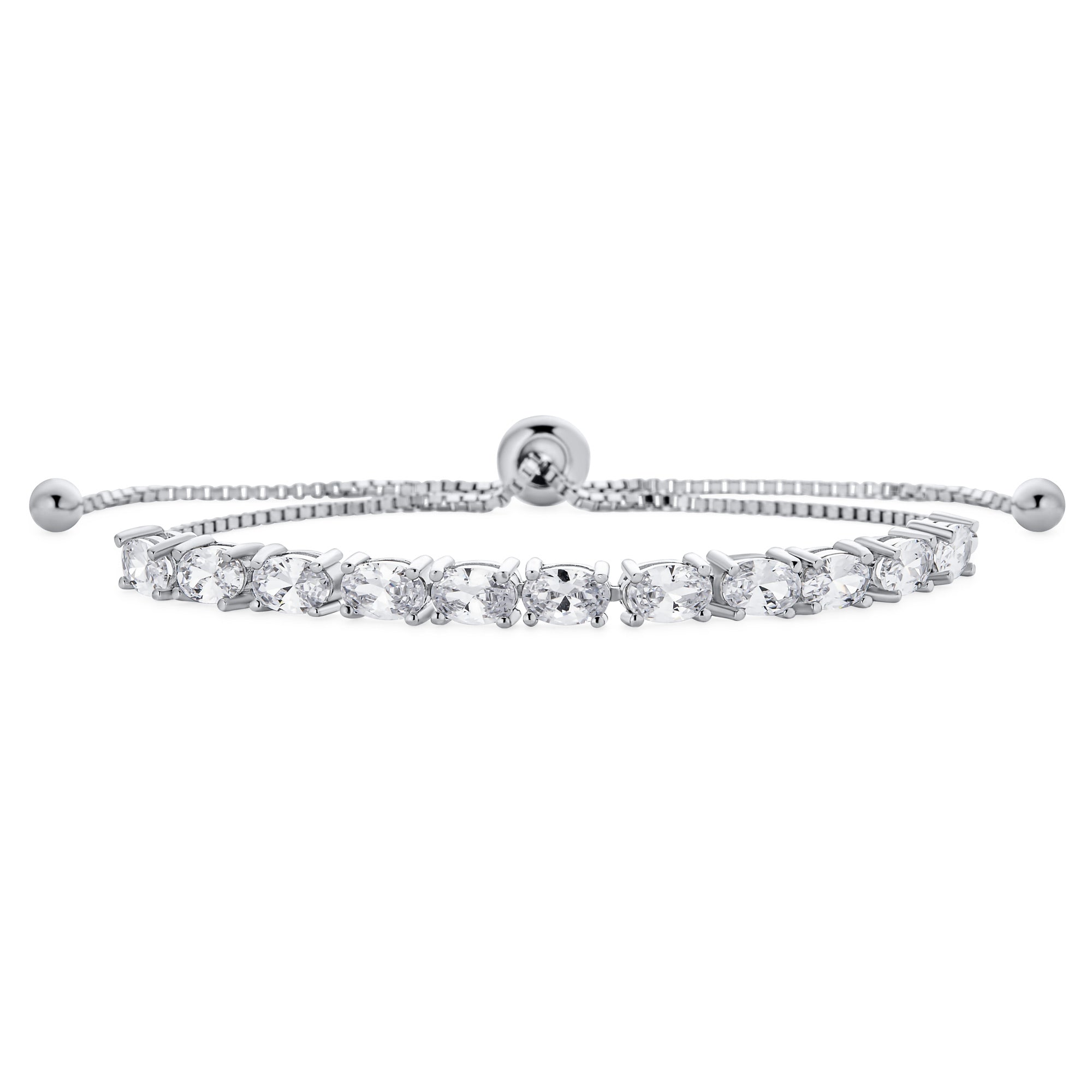 bridal-cz-bolo-tennis-bracelet-xny-bs0537-az_01 Bridal Oval Cut CZ Cubic Zirconia Tennis Bolo Bracelet .925 Sterling Silver Adjustable Slide - Image 1