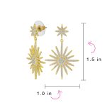 Classic Bridal Dangle Chandelier Earrings CZ Starburst Gold for Wedding Prom - Image 4