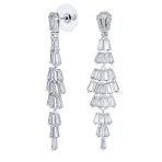 Art Deco Bridal CZ Dangle Chandelier Earrings Silver Plated