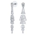 Art Deco Bridal CZ Dangle Chandelier Earrings Silver Plated