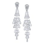 Art Deco Bridal CZ Dangle Chandelier Earrings Silver Plated - Image 2