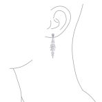 Art Deco Bridal CZ Dangle Chandelier Earrings Silver Plated - Image 3