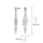 Art Deco Bridal CZ Dangle Chandelier Earrings Silver Plated - Image 4