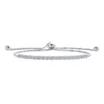 Dainty CZ Slide Bolo Style Tennis Bracelet Rhodium Plated Brass