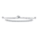 Dainty CZ Slide Bolo Style Tennis Bracelet Rhodium Plated Brass