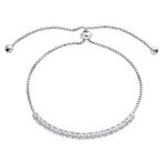Dainty CZ Slide Bolo Style Tennis Bracelet Rhodium Plated Brass - Image 3