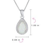 Bridal Necklace with CZ Accent and Opal Teardrop Pendant in Sterling Silver - Image 13