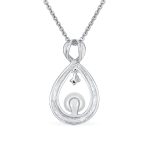 Elegant Bridal Necklace CZ Accented Infinity Teardrop Pearl Pendant 16-18 Inch - Image 2