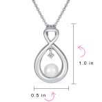 Elegant Bridal Necklace CZ Accented Infinity Teardrop Pearl Pendant 16-18 Inch - Image 4