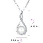 Elegant Necklace Infinity Teardrop White Freshwater Pearl Pendant 16-18 Inch - Image 4