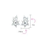 Bridal Marquise Leaf CZ Clip-On Earrings Silver Plated for Weddings and Proms - Image 4