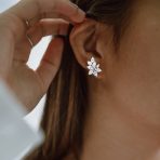 Bridal Marquise Leaf CZ Clip-On Earrings Silver Plated for Weddings and Proms - Image 5