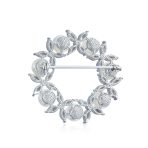 Elegant CZ Cubic Zirconia Round White Pearl Wreath Circle Scarf Pin Brooch - Image 2