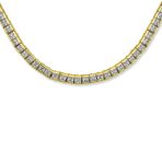 Cocktail Bridal CZ Princess Cut Channel Set Statement Tennis Necklace Collar Silver Plated - Image 3