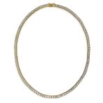 Cocktail Bridal CZ Princess Cut Channel Set Statement Tennis Necklace Collar Silver Plated - Image 5
