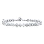 Cubic Zirconia Circlet Bubble CZ Bezel Set Slender Tennis Bolo Bracelet Adjustable Slide 6-8"