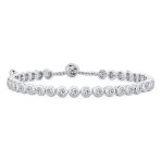 Bridal Prom Round CZ Tennis Bolo Bracelet & Solitaire Stud Earrings Jewelry Set - Image 3