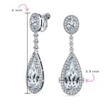 Amethyst Purple CZ Teardrop Chandelier Screw Clip On Earrings Silver Plated - Image 20