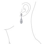 Amethyst Purple CZ Teardrop Chandelier Screw Clip On Earrings Silver Plated - Image 14