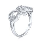 Vintage Victorian Style Cubic Zirconia CZ Ribbon Bow Ring Band Sterling Silver - Image 2