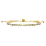 Dainty CZ Slide Bolo Style Tennis Bracelet Rhodium Plated Brass - Image 2