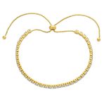 Dainty CZ Slide Bolo Style Tennis Bracelet Rhodium Plated Brass - Image 4