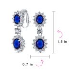 Crown Halo Pave Cubic Zirconia CZ Drop Dangling Oval Chandelier Clip On Earrings Statement Non-Pierced - Image 23