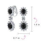 Crown Halo Pave Cubic Zirconia CZ Drop Dangling Oval Chandelier Clip On Earrings Statement Non-Pierced - Image 22