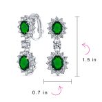 Crown Halo Pave Cubic Zirconia CZ Drop Dangling Oval Chandelier Clip On Earrings Statement Non-Pierced - Image 24