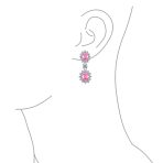 Crown Halo Pave Cubic Zirconia CZ Drop Dangling Oval Chandelier Clip On Earrings Statement Non-Pierced - Image 18