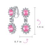 Crown Halo Pave Cubic Zirconia CZ Drop Dangling Oval Chandelier Clip On Earrings Statement Non-Pierced - Image 25