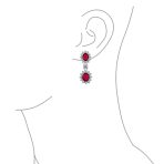 Crown Halo Pave Cubic Zirconia CZ Drop Dangling Oval Chandelier Clip On Earrings Statement Non-Pierced - Image 19