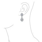 Crown Halo Pave Cubic Zirconia CZ Drop Dangling Oval Chandelier Clip On Earrings Statement Non-Pierced - Image 20