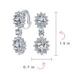 Crown Halo Pave Cubic Zirconia CZ Drop Dangling Oval Chandelier Clip On Earrings Statement Non-Pierced - Image 27