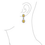 Crown Halo Pave Cubic Zirconia CZ Drop Dangling Oval Chandelier Clip On Earrings Statement Non-Pierced - Image 21