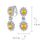 Crown Halo Pave Cubic Zirconia CZ Drop Dangling Oval Chandelier Clip On Earrings Statement Non-Pierced - Image 28