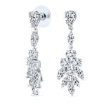Bridal Statement Marquise Cluster Cubic Zirconia CZ Leaf Teardrop Chandelier Dangle Earrings