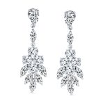 Bridal Statement Marquise Cluster Cubic Zirconia CZ Leaf Teardrop Chandelier Dangle Earrings - Image 2
