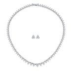 Classic Bridal Teardrop CZ Collar Necklace Earrings Set