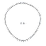 Classic Bridal Teardrop CZ Collar Necklace Earrings Set