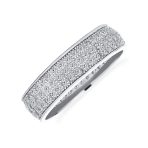 Wide Statement Eternity Band Ring 3 Row Micro Pave CZ .925 Sterling Silver 5MM