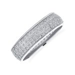Wide Statement Eternity Band Ring 3 Row Micro Pave CZ .925 Sterling Silver 5MM