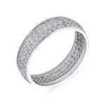 Wide Statement Eternity Band Ring 3 Row Micro Pave CZ .925 Sterling Silver 5MM - Image 3