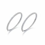 Set of 2 CZ Princess Cut Eternity Tennis Stackable Bangle Bracelet Silver Plated