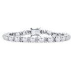 Traditional Bridal CZ Accent Pearl Strand Bracelet Silver Plated 7.25 Inch