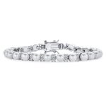 Traditional Bridal CZ Accent Pearl Strand Bracelet Silver Plated 7.25 Inch